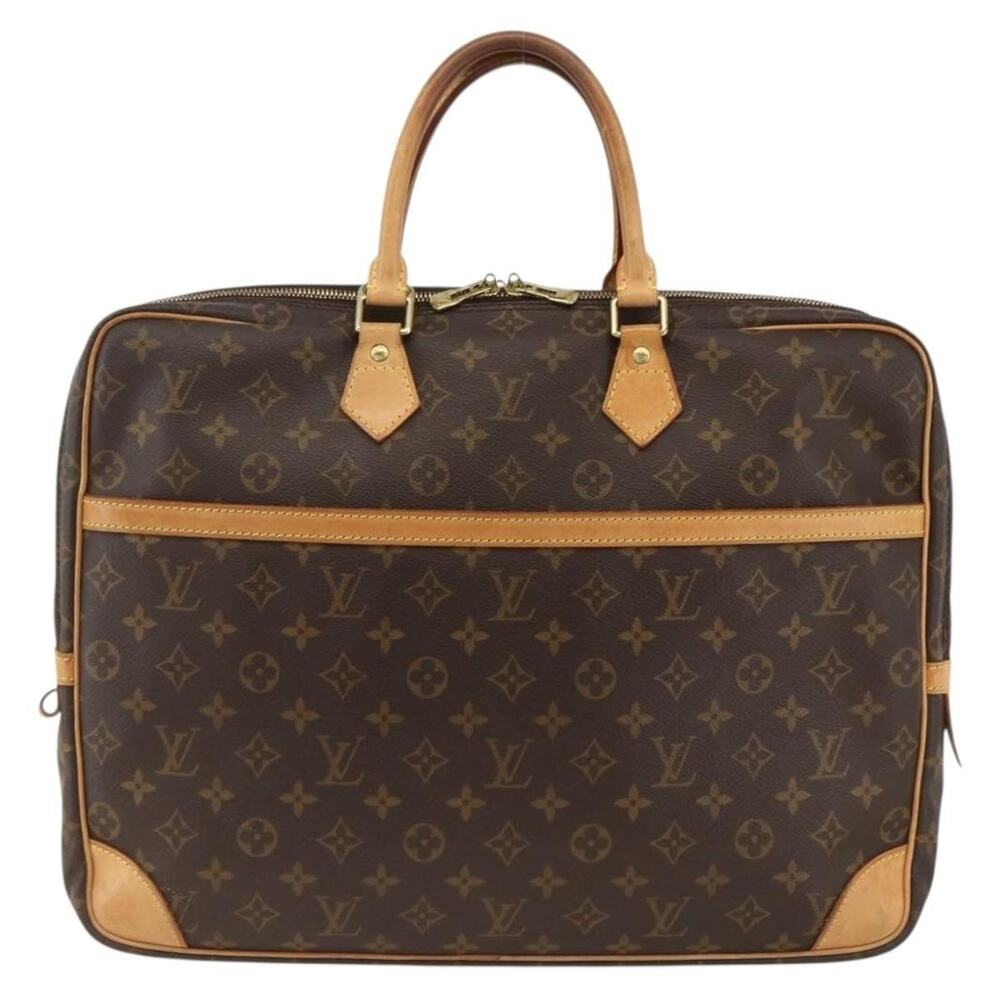 Louis Vuitton Monogram Porte Documents Voyage 2 Compartments Briefcase Brown